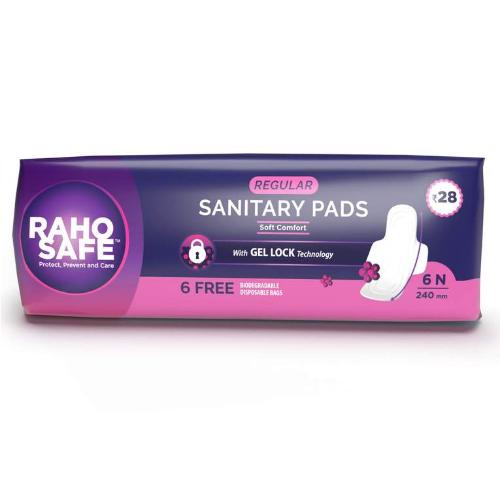 Raho Safe By Pee Safe Sanitary Pad Regular With Biodegradable Disposable Bags Pack Of 6