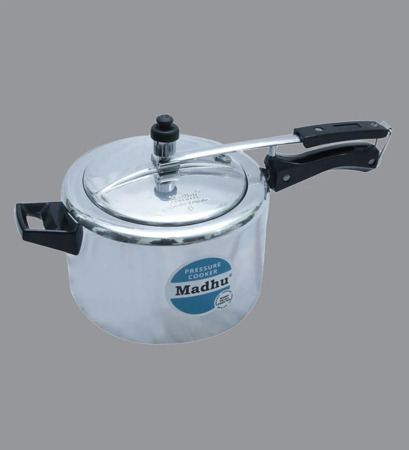 Madhu Aluminium Pressure Cooker with Inner Lid, 5 Ltr