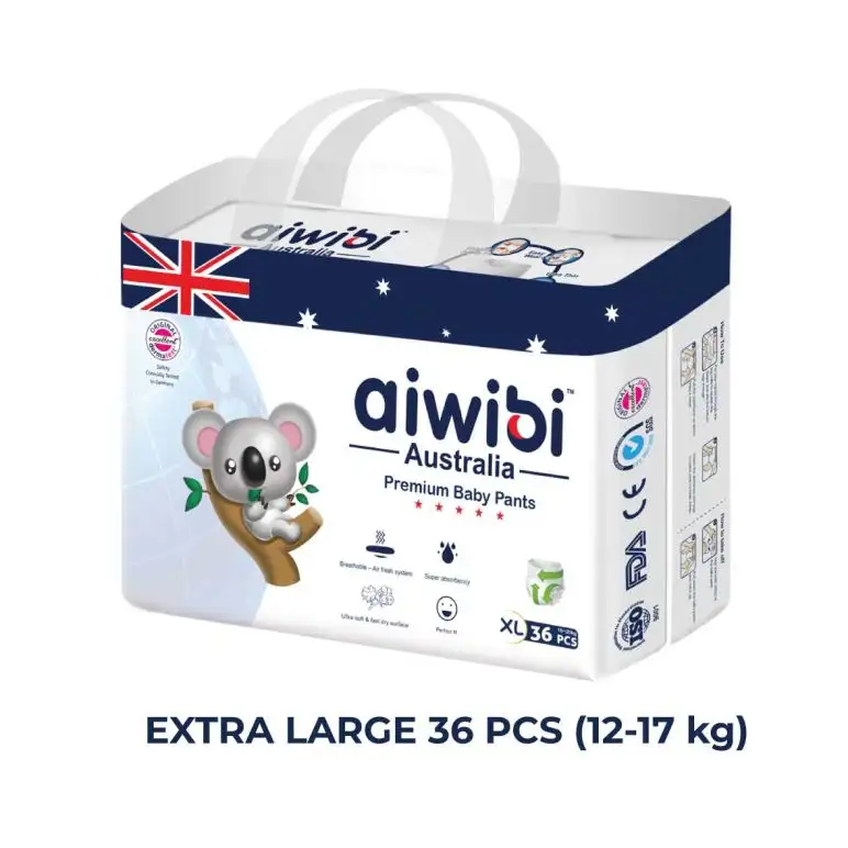 Aiwibi Australian Disposable Breathable Baby Diapers With Elastic Waistband - XL36
