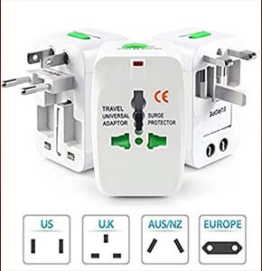All in One Universal World Travel Adapter | Adaptor Surge Protector Charger Plug for USA Europe United Kingdom Australia China Japan