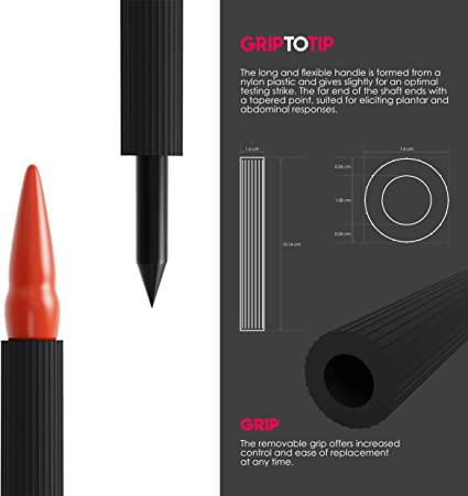 MDF Queen Square Neurological Reflex Hammer with Pointed tip for Superficial responses - Free-Parts-for-Life & - Black