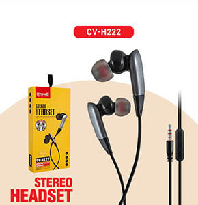 Crovell H-222 Magnetic Wired Headset Super Base (Black, In the Ear)