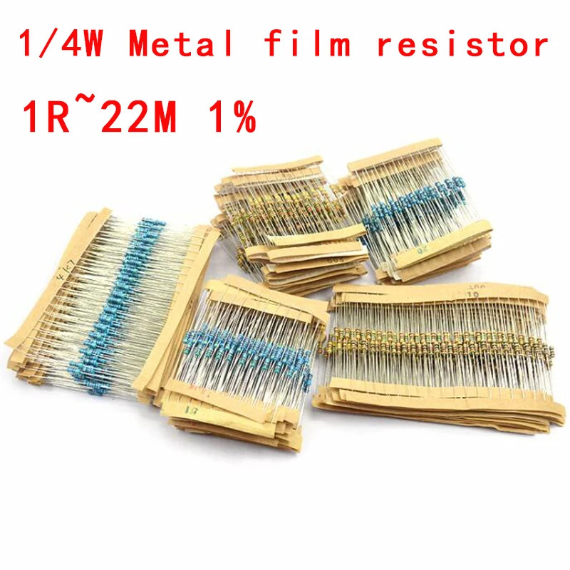 20PCS Metal Film Resistors 1/4W 1% Tolerance – 1Ω to 22MΩ Assorted Values