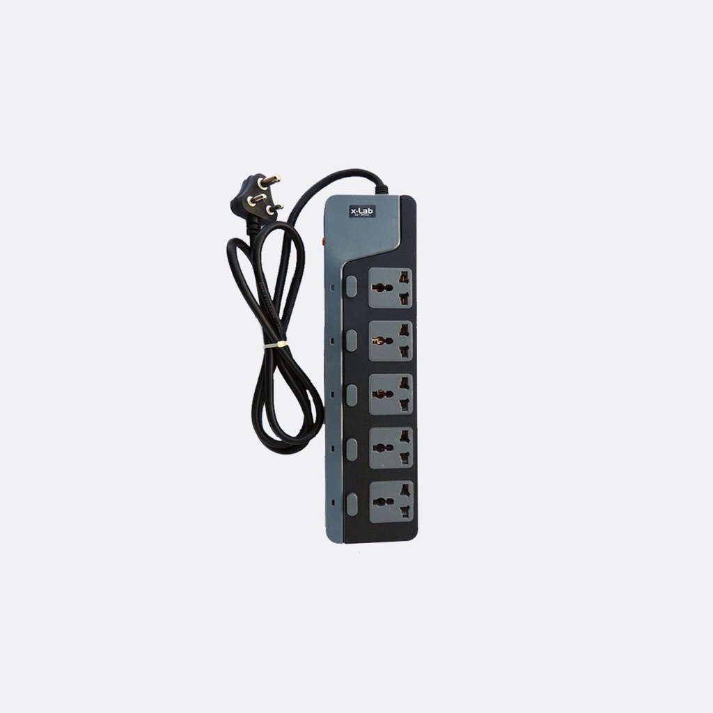 xLab 5 Universal Sockets - 2.5 Meters, Pure Copper Power Extension Board with 5 Individual Switches