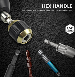 Durable Hex Shank Quick Coupling for Electric Drills | 1/4 Inner Hex Self-locking Connecting Rod Drill Bit Holder