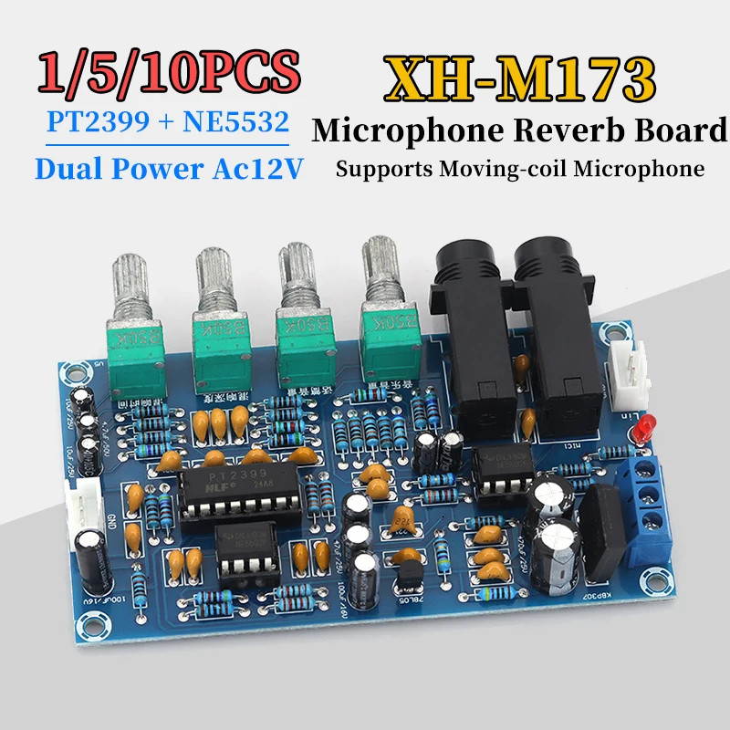 XH-M173 Microphone Preamp Board with Reverb & Echo | NE5532+PT2399 Dual IC | AC12V for Karaoke & PA